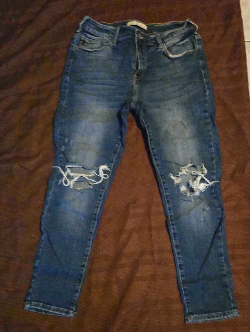 KanCan Distressed Medium Blue Straight Leg Jeans